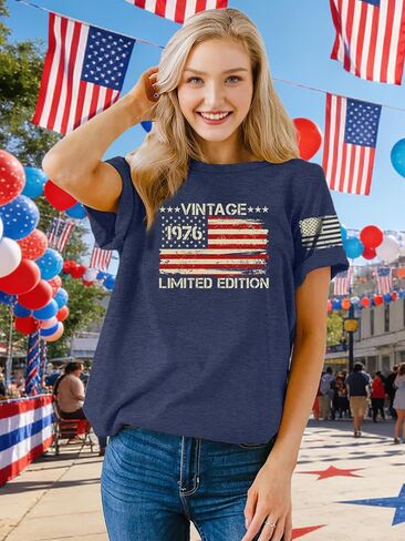 50th Birthday Shirt for Women Vintage 1976 Tshirt 50 Years Old Birthday Gifts Tee Funny Fifty Graphic Tee Tops in Saudi Arabia