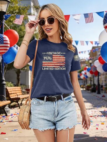 50th Birthday Shirt for Women Vintage 1976 Tshirt 50 Years Old Birthday Gifts Tee Funny Fifty Graphic Tee Tops in Saudi Arabia