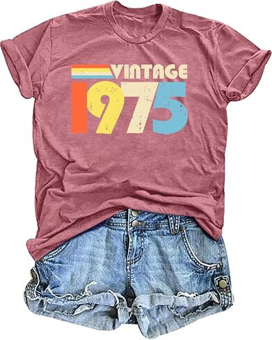 50th Birthday Shirt for Women Vintage 1976 Tshirt 50 Years Old Birthday Gifts Tee Funny Fifty Graphic Tee Tops in Saudi Arabia