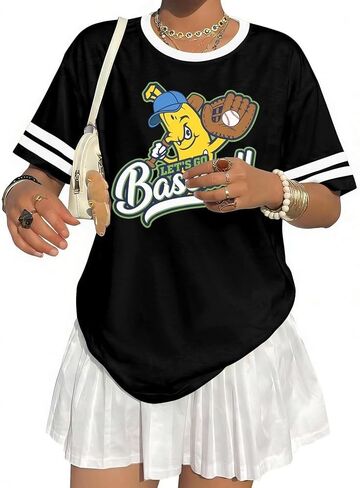 FRYAID Savannahv Baseball Shirt Women Game Day V Neck Jersey Baseball Player T-Shirt Oversized Chicago Fan Short Sleeve Tops in Saudi Arabia