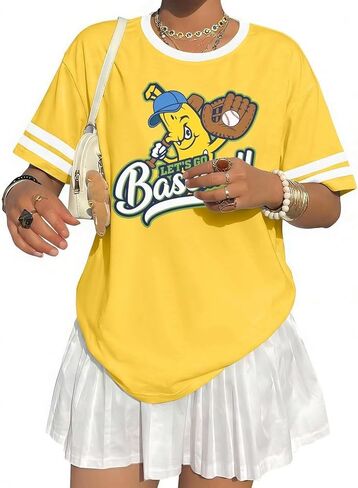 FRYAID Savannahv Baseball Shirt Women Game Day V Neck Jersey Baseball Player T-Shirt Oversized Chicago Fan Short Sleeve Tops in Saudi Arabia