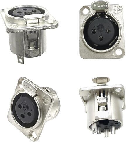 XLR Male Connector 3 PIN XLR Panel Mount Flange Adapter Silver Metal Housing 4pcs in Saudi Arabia