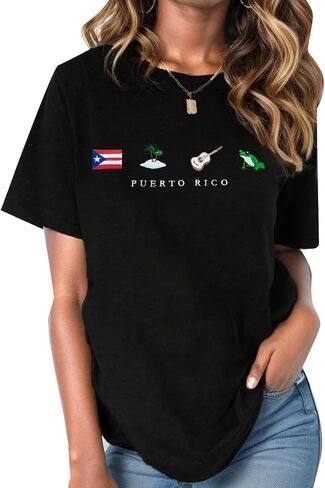 Puerto Rico Embroidery Shirt Women Puerto Rico Flag Graphic Tees Boricua Shirts Puerto Rican Pride Short Sleeve Tops in Saudi Arabia