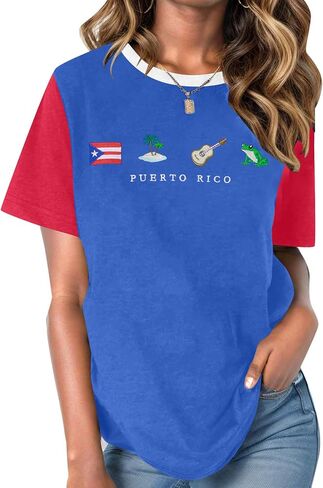 Puerto Rico Embroidery Shirt Women Puerto Rico Flag Graphic Tees Boricua Shirts Puerto Rican Pride Short Sleeve Tops in Saudi Arabia