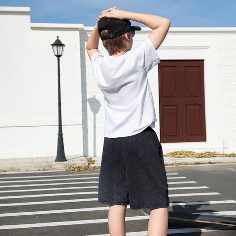 Fkatuzi Boys Christian Cross Graphic Shorts Kids I Can Do All Things Through Bible Verse Faith Acid Wash Gym Athletic Shorts in Saudi Arabia