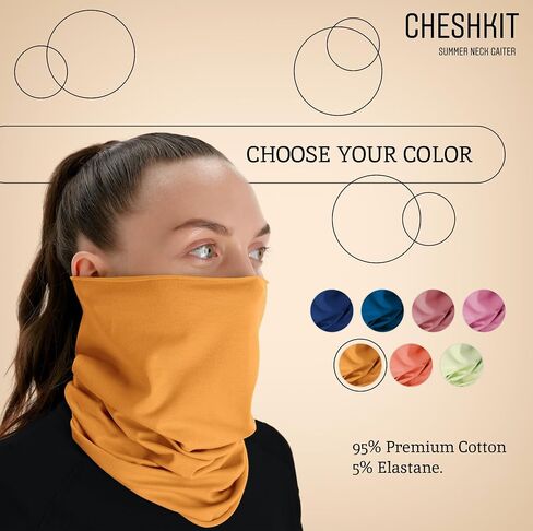 Organic Cotton Breathable Summer Neck Gaiter for Men and Women - Face Scarf for Outdoor Activities (Apricot, Small, 2 Pack) in Saudi Arabia