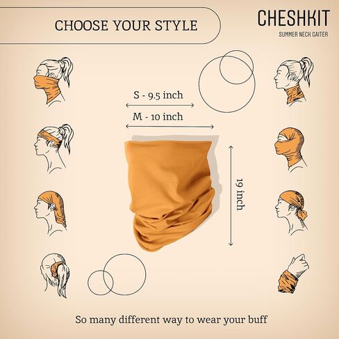 Organic Cotton Breathable Summer Neck Gaiter for Men and Women - Face Scarf for Outdoor Activities (Apricot, Small, 2 Pack) in Saudi Arabia