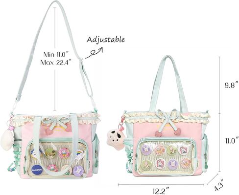EKEKEKEN Kawaii Ita Bag، حقيبة عرض لطيفة مع حشوة، محفظة Anime Ita Crossbody Y2K حقيبة كتف جمالية | تصميم حلو in Kuwait