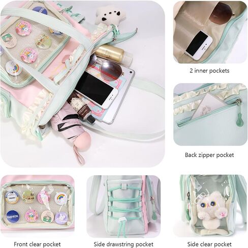 EKEKEKEN Kawaii Ita Bag، حقيبة عرض لطيفة مع حشوة، محفظة Anime Ita Crossbody Y2K حقيبة كتف جمالية | تصميم حلو in Kuwait