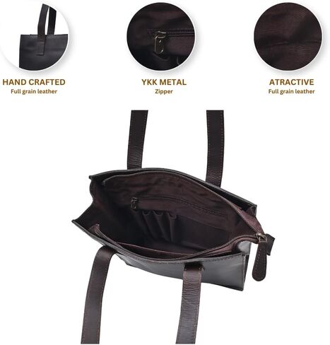 Autentico Genuine Leather Tote Bag for Women Shoulder Hand Bag Shopping Satchel Travel Bag Purse Handbag with Zipper Pocket in Saudi Arabia
