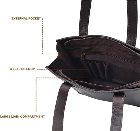Autentico Genuine Leather Tote Bag for Women Shoulder Hand Bag Shopping Satchel Travel Bag Purse Handbag with Zipper Pocket in Saudi Arabia