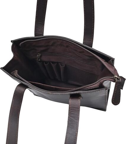 Autentico Genuine Leather Tote Bag for Women Shoulder Hand Bag Shopping Satchel Travel Bag Purse Handbag with Zipper Pocket in Saudi Arabia