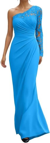 Mermaid Mother of the Bride Dresses for Wedding One Shoulder Lace Appliques Formal Gowns BO116 in Saudi Arabia