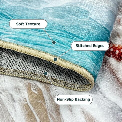 Xianshime Coastal Beach Bathroom Runner Rug 24 x 60 Non Slip Ocean Bathroom Decor Absorbent Quick Dry Bath Mat Washable Soft Low Pile for Bathtub Sink Shower Laundry Room in Saudi Arabia