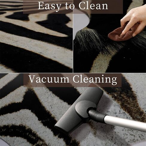 Zebra Rug 7.6 X 6.2 ft Zebra Print Rug Large Faux Cowhide Rugs Animal Print Carpet Non Slip Area Rugs for Bedroom Living Room Dining Room Western Home Decor in Saudi Arabia