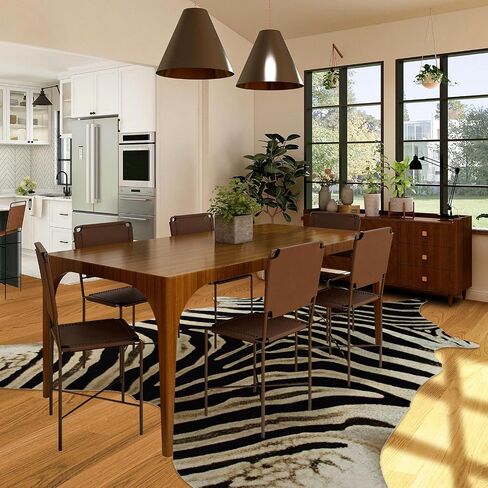 Zebra Rug 7.6 X 6.2 ft Zebra Print Rug Large Faux Cowhide Rugs Animal Print Carpet Non Slip Area Rugs for Bedroom Living Room Dining Room Western Home Decor in Saudi Arabia