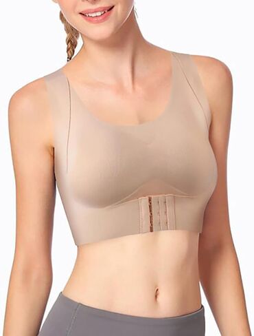 Plus Size Sports Bras for Women 2 Pack Racerback Running Yoga Bra Front Hook Seamless Wireless Push Up Full Coverage Bralette in Kuwait