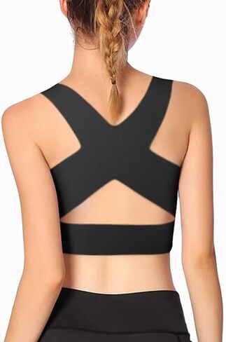 Plus Size Sports Bras for Women 2 Pack Racerback Running Yoga Bra Front Hook Seamless Wireless Push Up Full Coverage Bralette in Kuwait