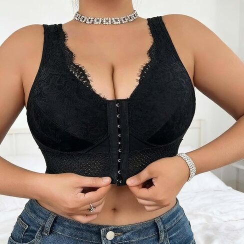 حمالات صدر نسائية بإغلاق أمامي، حمالة صدر مريحة من الخلف بدون أسلاك داخلية، مقاس كبير حمالة صدر من القطن بتغطية كاملة وحمالة صدر في 4 اتجاهات in Kuwait