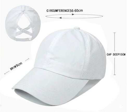Women's Ponytail Baseball Cap - Quick-Dry Criss-Cross High Messy Bun Hat, Breathable Sun Protection Mesh Trucker Hat in Saudi Arabia