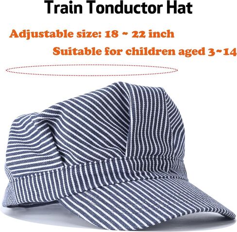 CINKCO Adult Train Conductor Hat Classic Cotton Blue and White Stripes Train Engineer Hat in Saudi Arabia