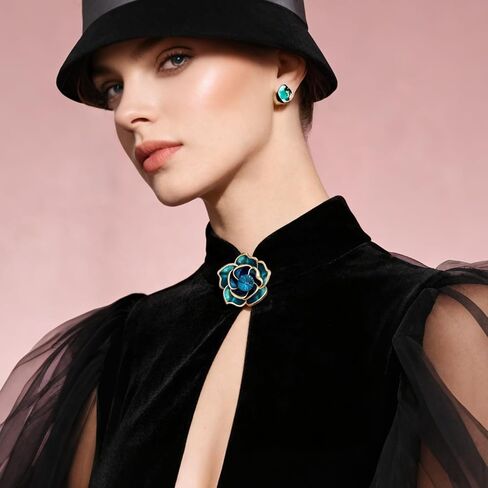 Brooches for Women Green Rose Crystal- Austrian Rhinestone Brooch Jewelry - Ladies Wedding Bouquet Brooches Pin for Birthday, Christmas, Anniversary in Saudi Arabia