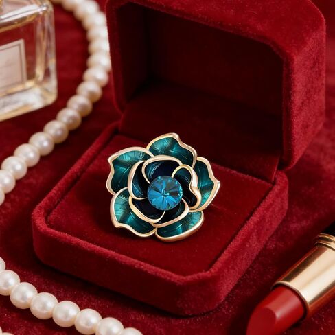 Brooches for Women Green Rose Crystal- Austrian Rhinestone Brooch Jewelry - Ladies Wedding Bouquet Brooches Pin for Birthday, Christmas, Anniversary in Saudi Arabia