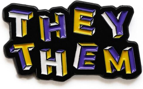 They Them Pronoun Brooch Button Non-Binary Badge Enamel Lapel Pin - NB Pride Genderqueer Gender Identity Pin in Saudi Arabia