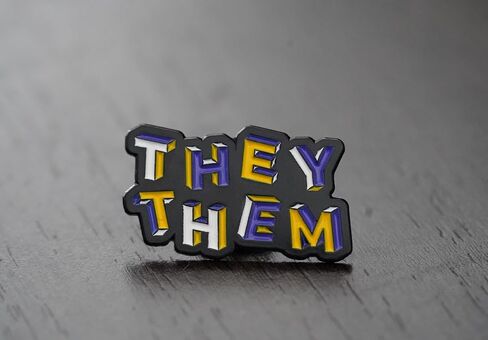 They Them Pronoun Brooch Button Non-Binary Badge Enamel Lapel Pin - NB Pride Genderqueer Gender Identity Pin in Saudi Arabia
