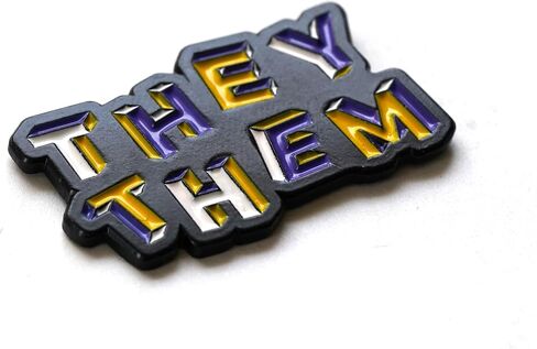 They Them Pronoun Brooch Button Non-Binary Badge Enamel Lapel Pin - NB Pride Genderqueer Gender Identity Pin in Saudi Arabia