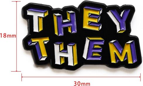 They Them Pronoun Brooch Button Non-Binary Badge Enamel Lapel Pin - NB Pride Genderqueer Gender Identity Pin in Saudi Arabia