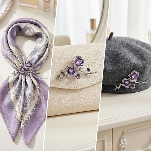 Purple Flower Brooch for Women, Elegant Crystal Orchid Brooch Pin with Gradient Rhinestones, Large Flower Pins for Clothes Dress Coat, Silver Tone Wedding Brooches for Brides Mom Gift in Saudi Arabia