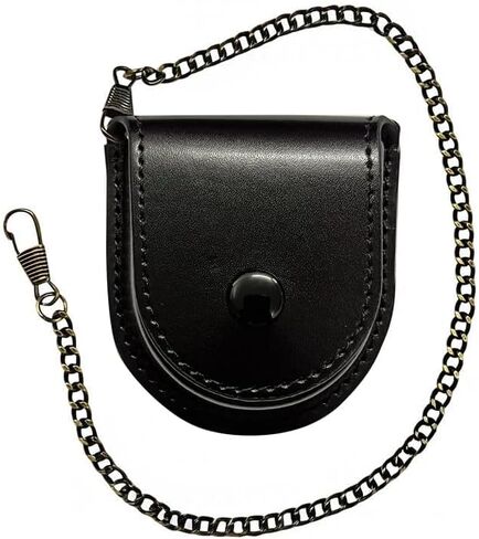 ShoppeWatch Pocket Watch Case with Chain | Pocket Watch Holster for Belt | PU Leather Case Waist | Leather Coin Purse | Small Coin Pouch Black - PWC68BK in Saudi Arabia