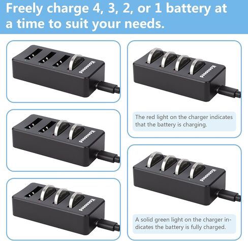 LF2450 3V Rechargeable Button Batteries, 20 Pack | 4-Bay USB Charger, CR2450 Lithium Coin Batteries, 1000 Cycles, For Car Key, Remote Control, Watch in Saudi Arabia