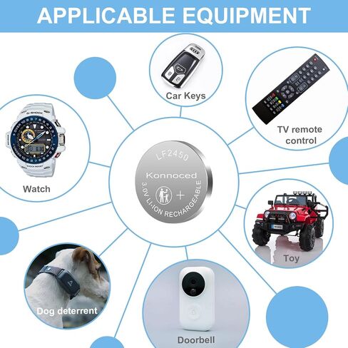 LF2450 3V Rechargeable Button Batteries, 20 Pack | 4-Bay USB Charger, CR2450 Lithium Coin Batteries, 1000 Cycles, For Car Key, Remote Control, Watch in Saudi Arabia
