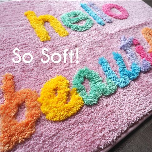Evovee Hello Beautiful Bath Mat Cute Bathroom Rugs for Girls You Look Good Gorgeous Funny Shower Fun Bathroom Decor Non-Slip Washable Kids Women Light Pink Rainbow Colorful in Saudi Arabia