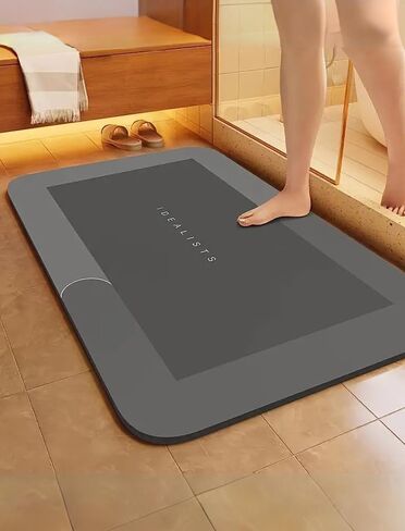Super Absorbent Mat Thin Version - Fast and Dry, Non-Slip Absorbent Floor Mat, Soft and Comfortable Bath Rug, Suitable for Bathroom,Bedroom, LivingRoom, Kitchen Mat,Drak Gray(15.7 * 23.6in) in Kuwait