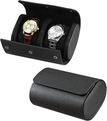 Luxury Watch Travel Case for Men – Premium Leather Watch Roll with Soft Compressible Pillows Fits Rolex, Omega & Apple Watch Ultra in Kuwait