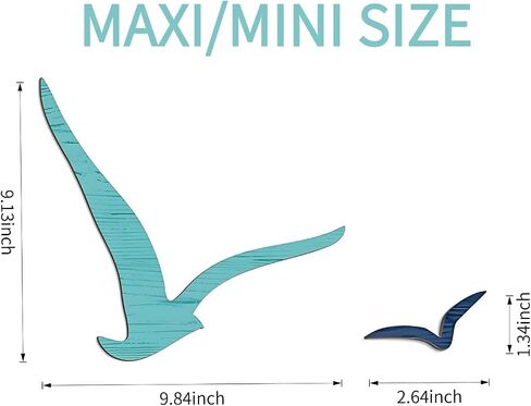 Fecovanti 11 Pcs Wooden Seagull Wall Decor, Nautical Theme Ornaments, Beach Coastal Art, Adhesive Sea Birds Sculpture, Vintage Ornaments for Home and Bathroom in Saudi Arabia