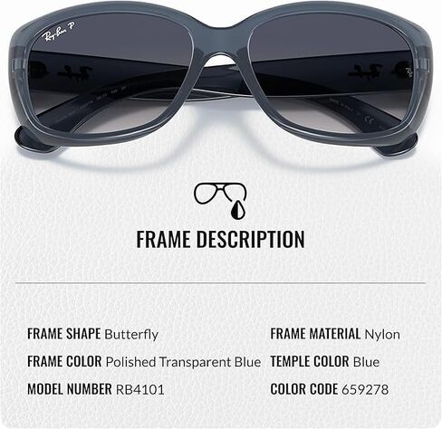 Ray-Ban RB4101 Jackie Ohh Transparent Polarized Butterfly Shape Sunglasses With Eyewear Kit Bundle - High Bridge Fit - Beach Sunglasses in Kuwait