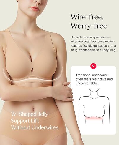 Popilush Bundle - 2 Items Wireless Bras (Nude M) in Saudi Arabia