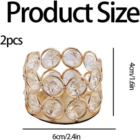 2 PCS Crystal Tea Light Candle Holders, Gold Diamond Cut Votive Candle Holders, Elegant Table Centerpieces for Wedding, Party, Home Decor, and Housewarming Gift in Saudi Arabia