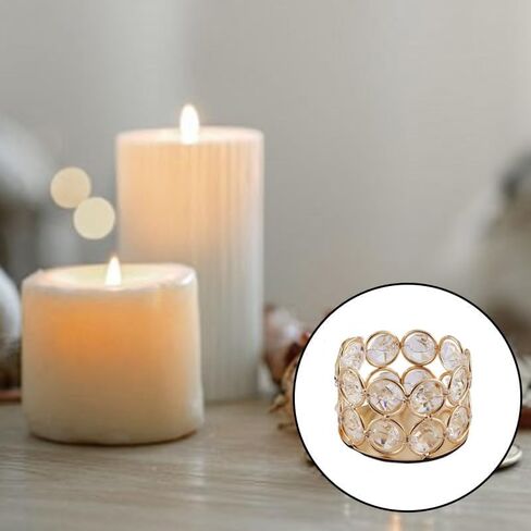 2 PCS Crystal Tea Light Candle Holders, Gold Diamond Cut Votive Candle Holders, Elegant Table Centerpieces for Wedding, Party, Home Decor, and Housewarming Gift in Saudi Arabia