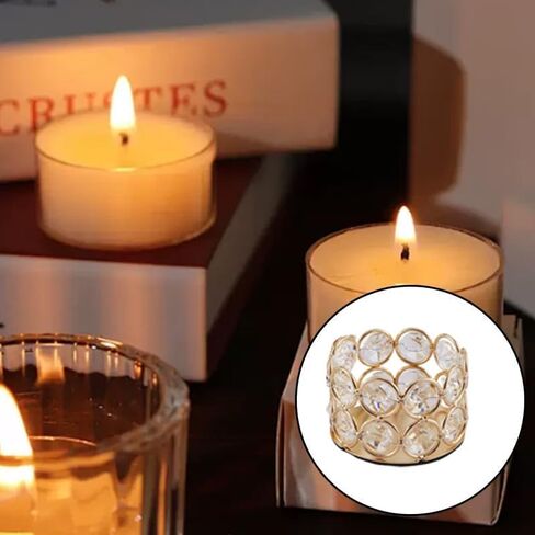 2 PCS Crystal Tea Light Candle Holders, Gold Diamond Cut Votive Candle Holders, Elegant Table Centerpieces for Wedding, Party, Home Decor, and Housewarming Gift in Saudi Arabia