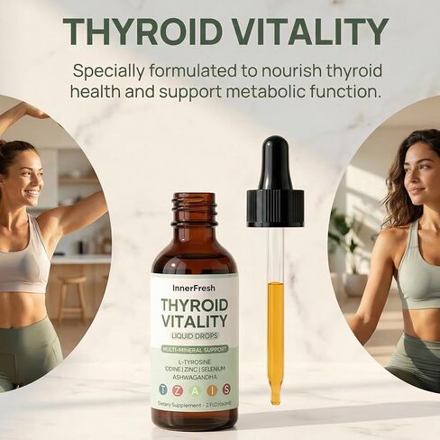 InnerFresh Thyroid Support Drops, Inner Fresh Thyroid Support Liquid Drops for Women, Hormone Balance & Healthy Metabolism Support, with Selenium, Zinc, Iodine, L-Tyrosine & Ashwagandha (1) in Kuwait