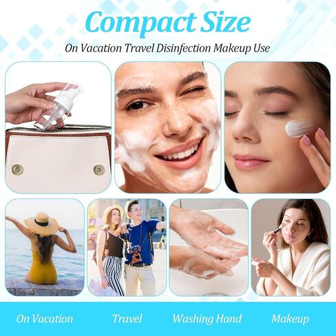 50Pcs Foam Pump Bottle 1oz Refillable Dispenser Bulk Travel Size Plastic Mini Empty Foaming Bottles 1 oz Portable Clear Foaming Pump Bottle for Lash Shampoo, Cleaning, Cosmetics (30ml) in Saudi Arabia