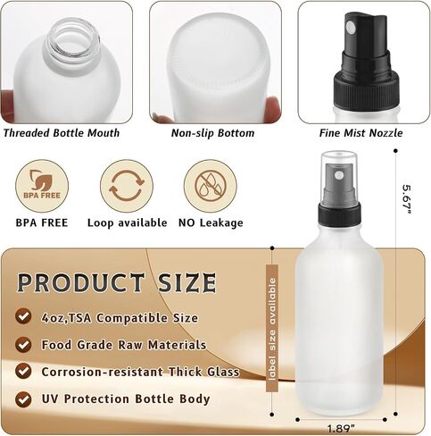 12-Pack 4 Oz Glass Spray Bottles with Lids,Empty Refillable Perfume Fine Mist Atomizer,Leak-Proof Travel Liquid Holder Containers for Cologne,Essential Oils,Room Sprays,Cleaning Solutions in Saudi Arabia