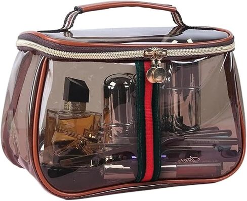 ANIS·KEBBR Large Waterproof Retro Vanity Bag – Transparent Cosmetic Organizer for Women in Saudi Arabia