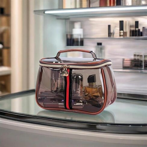 ANIS·KEBBR Large Waterproof Retro Vanity Bag – Transparent Cosmetic Organizer for Women in Saudi Arabia