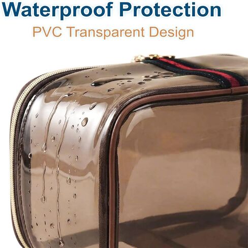 ANIS·KEBBR Large Waterproof Retro Vanity Bag – Transparent Cosmetic Organizer for Women in Saudi Arabia